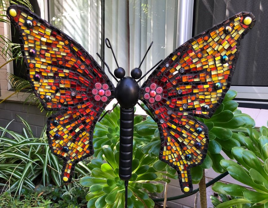 Perth Mosaic butterfly on a stick